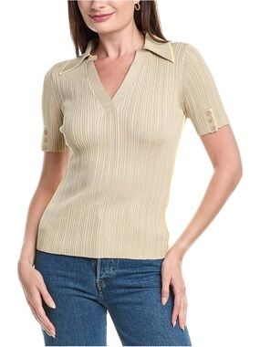 3.1 Phillip Lim Cream Ribbed Polo Sweater Top